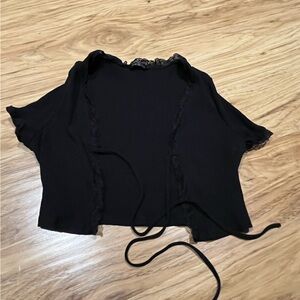 Tie Front Lace Crop Top